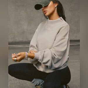 JOAH BROWN Gray Oversized Sweatshirt Pullover